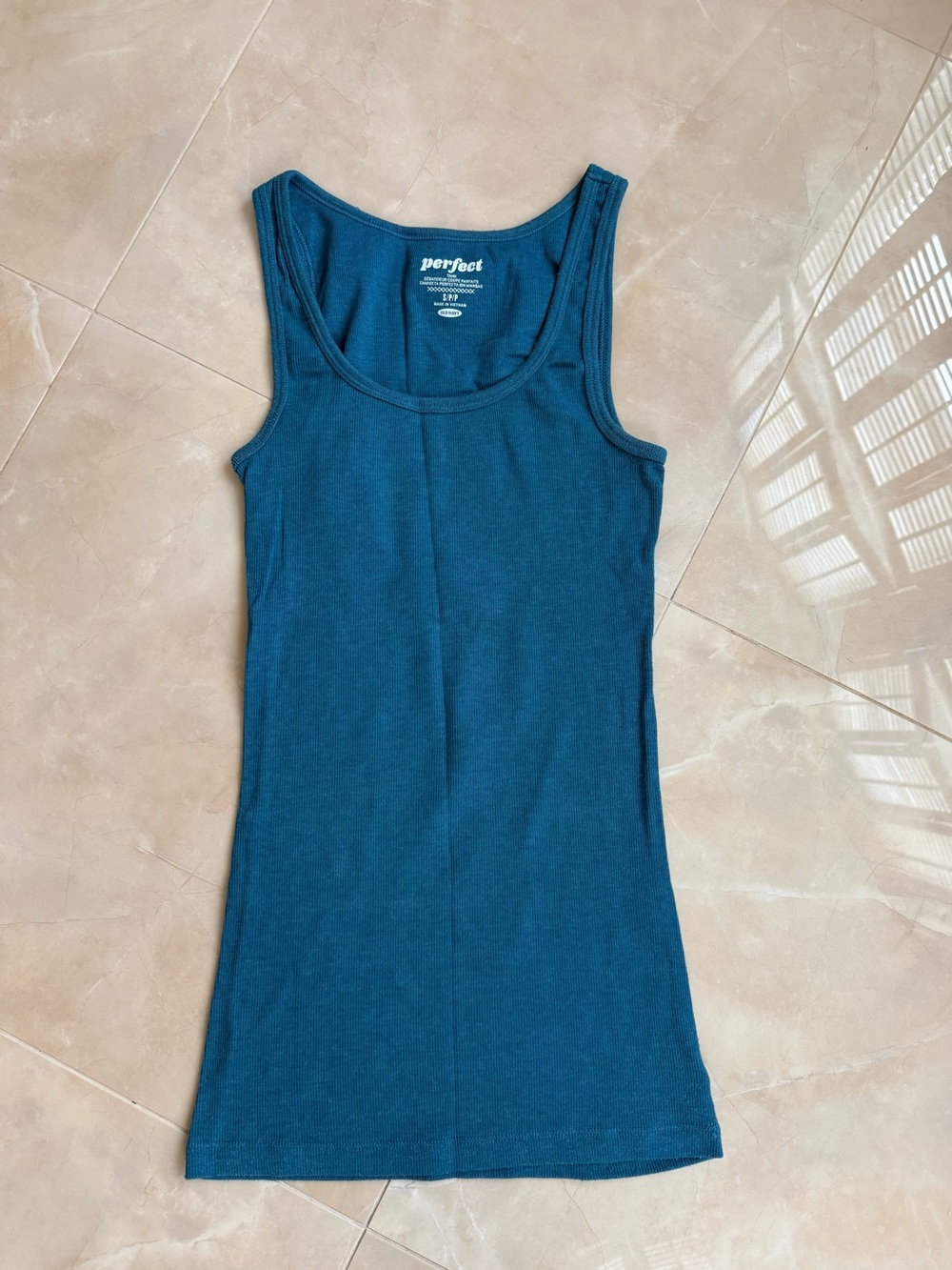 teal blue ribbed tank